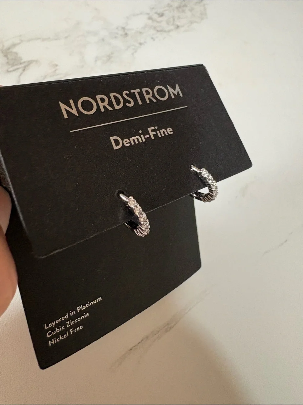 Nordstrom Silver Pavé Huggie Hoop Earrings